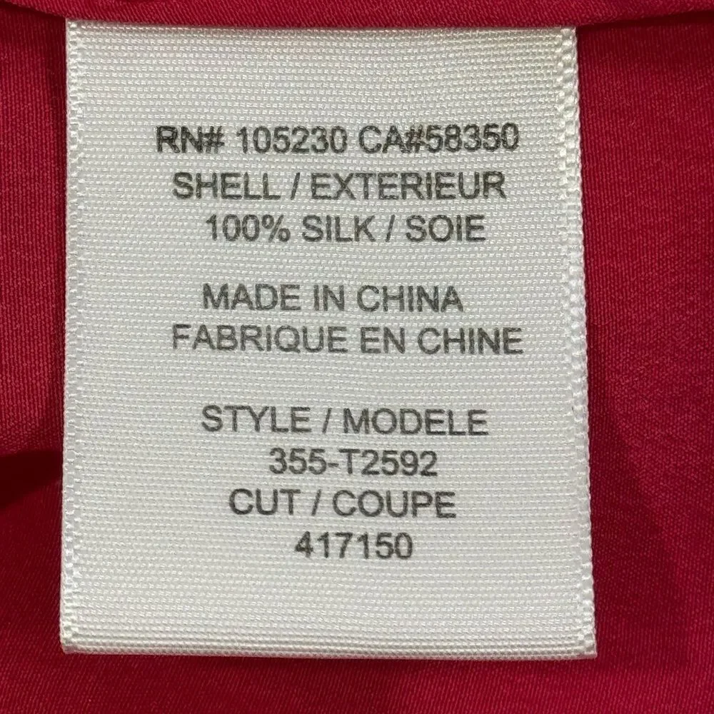 JOIE CARIDAD SPLIT NECK SILK TOP. LIPSTICK RED.